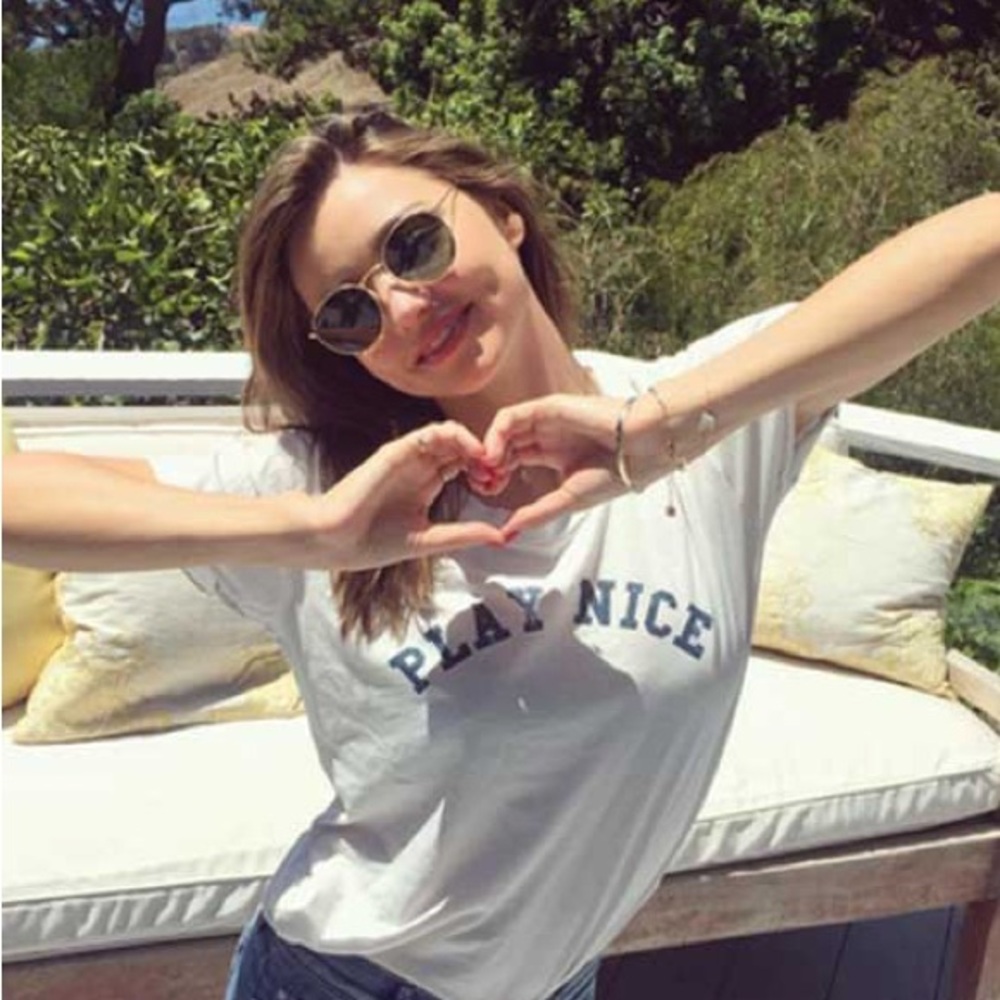 Miranda Kerr x MOTHER collaboration t-shirt, vintage hand feel, graphic tee